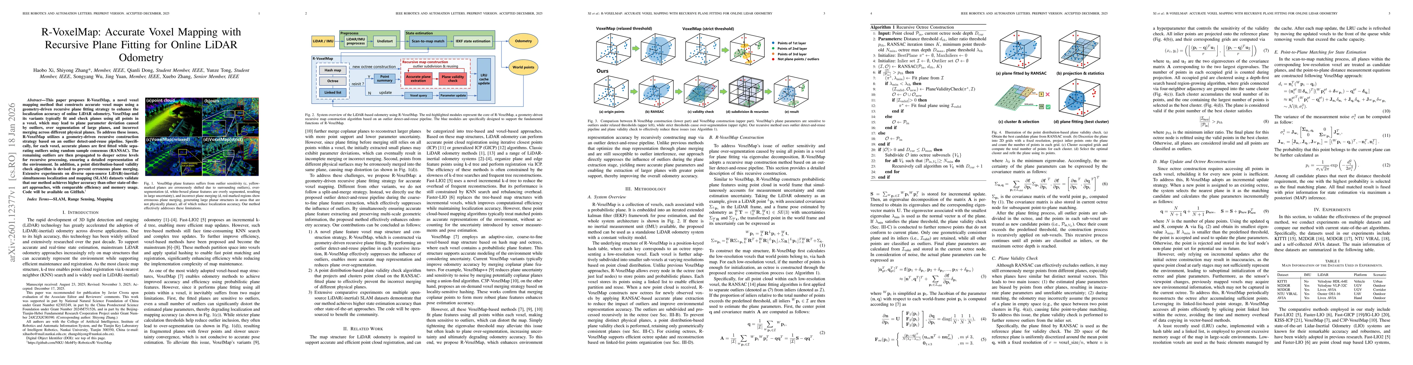 Thumbnail for R-VoxelMap: Accurate Voxel Mapping with Recursive Plane Fitting for Online LiDAR Odometry