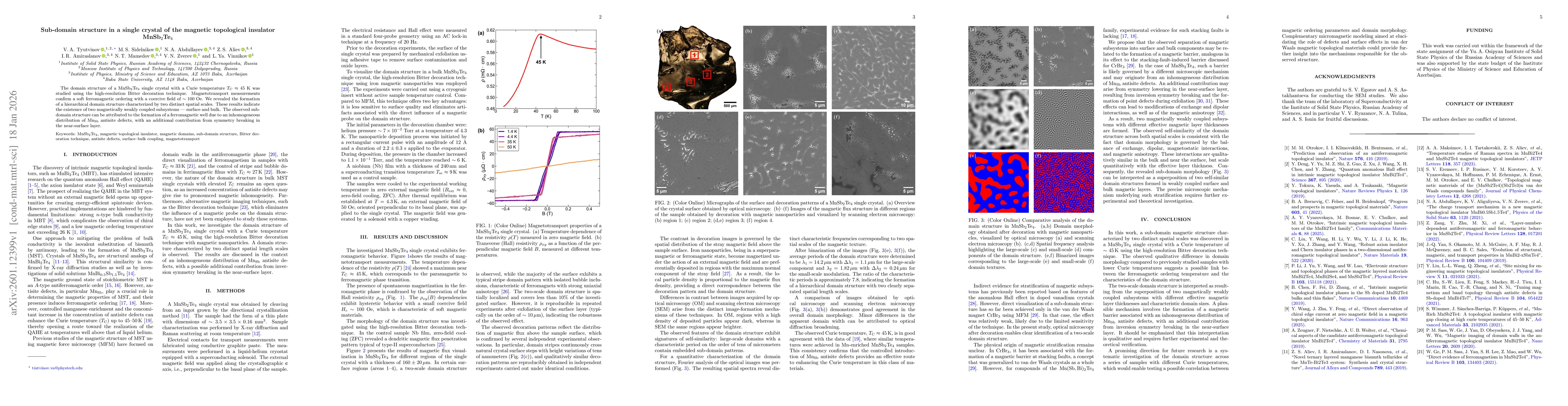 Thumbnail for Sub-domain structure in a single crystal of the magnetic topological insulator MnSb2Te4