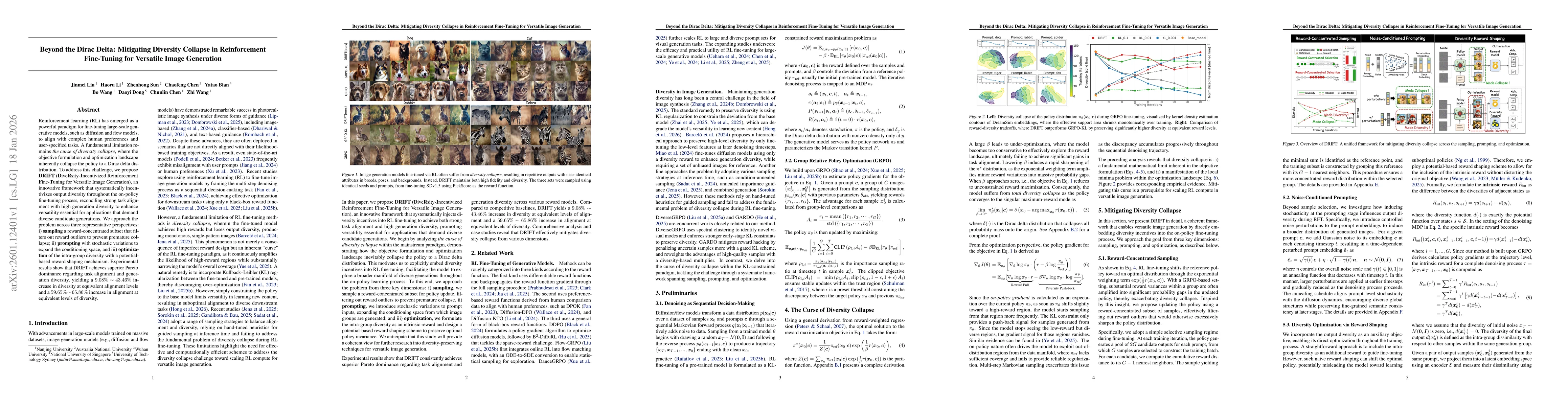 Thumbnail for Beyond the Dirac Delta: Mitigating Diversity Collapse in Reinforcement Fine-Tuning for Versatile Image Generation