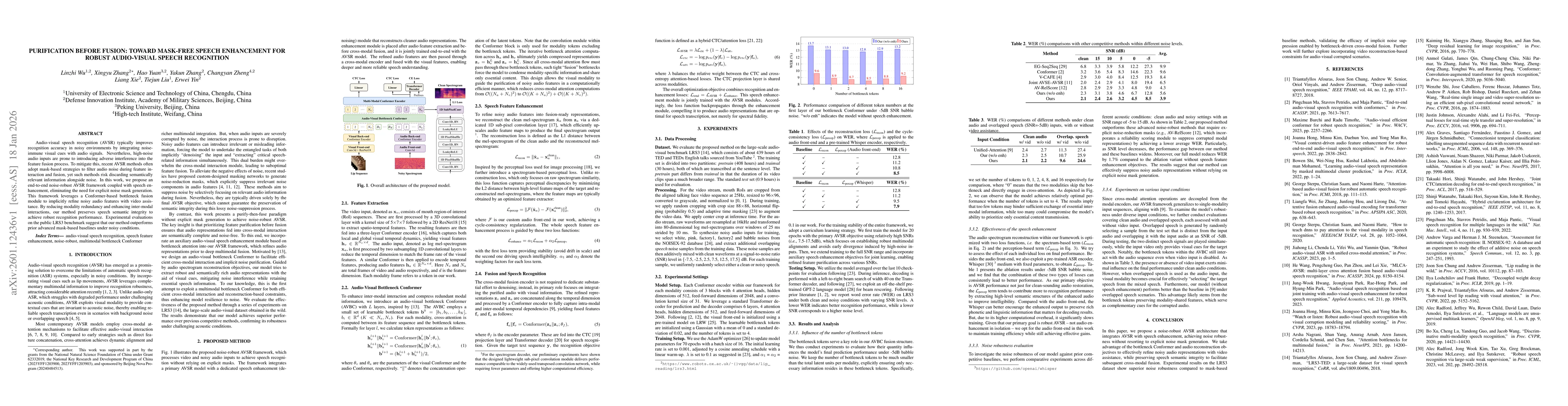 Thumbnail for Purification Before Fusion: Toward Mask-Free Speech Enhancement for Robust Audio-Visual Speech Recognition