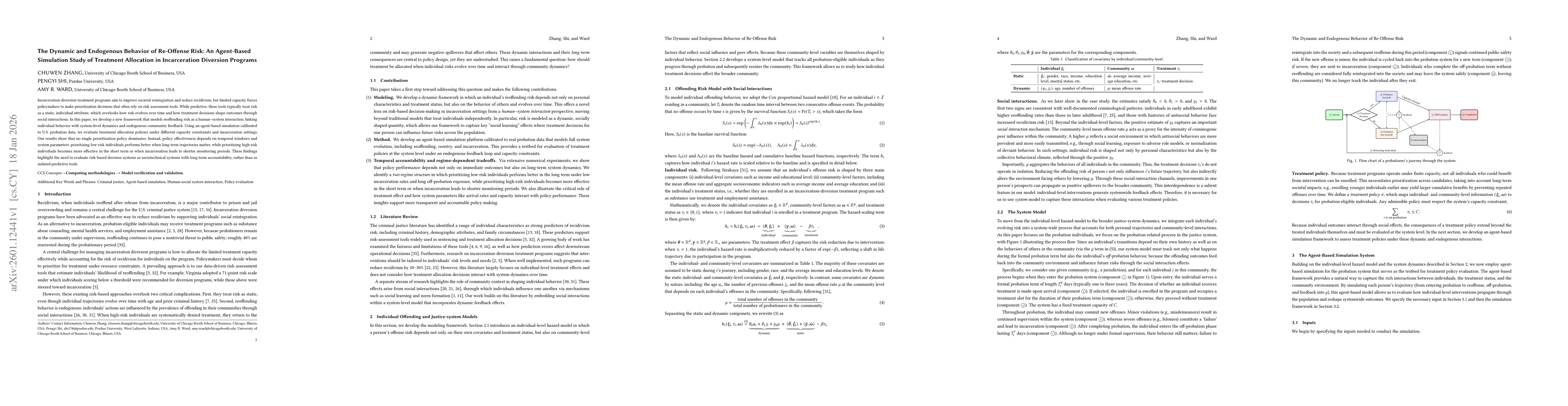 Thumbnail for The Dynamic and Endogenous Behavior of Re-Offense Risk: An Agent-Based Simulation Study of Treatment Allocation in Incarceration Diversion Programs