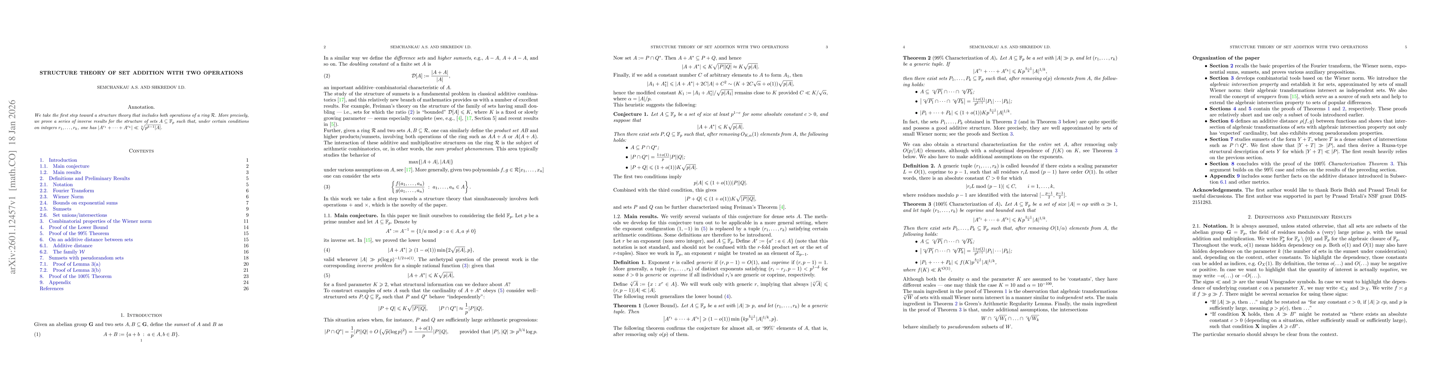 Thumbnail for Structure theory of set addition with two operations