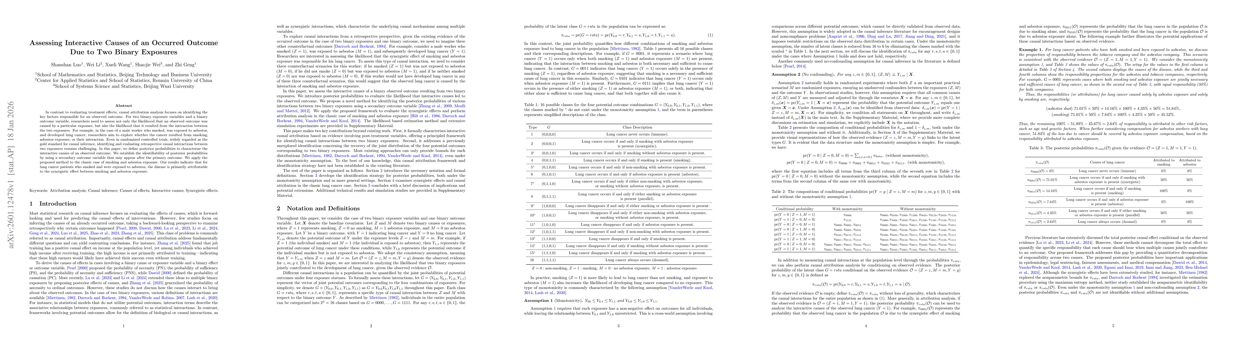 Thumbnail for Assessing Interactive Causes of an Occurred Outcome Due to Two Binary Exposures