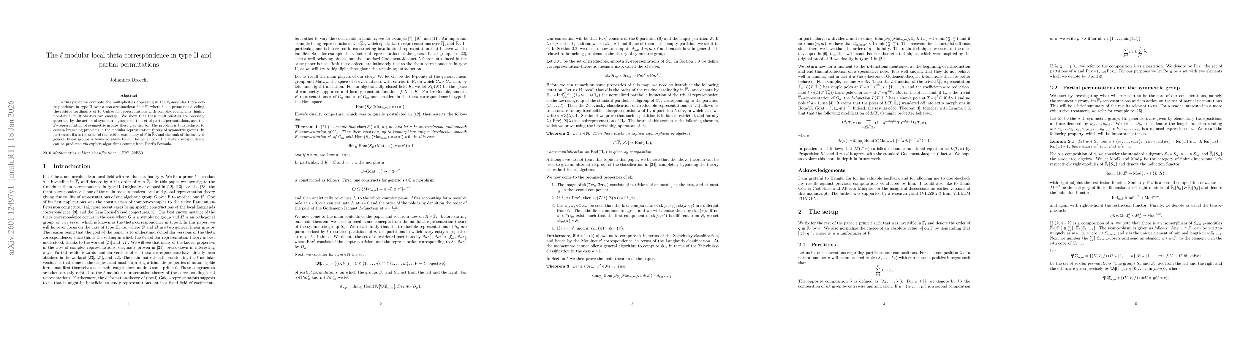 Thumbnail for The $\ell$-modular local theta correspondence in type II and partial permutations