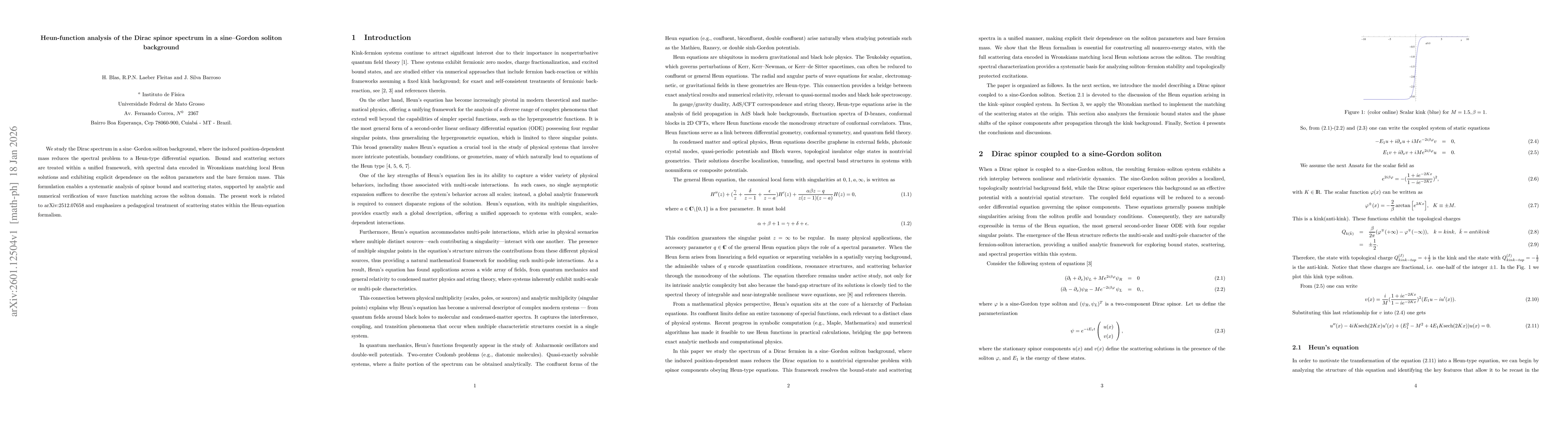 Thumbnail for Heun-function analysis of the Dirac spinor spectrum in a sine-Gordon soliton background