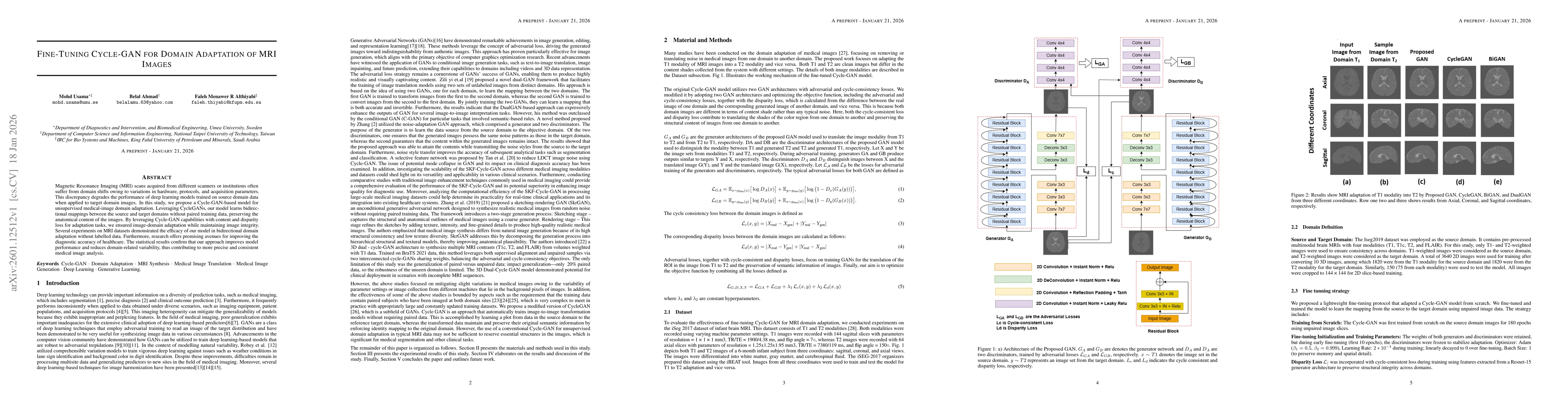 Thumbnail for Fine-Tuning Cycle-GAN for Domain Adaptation of MRI Images