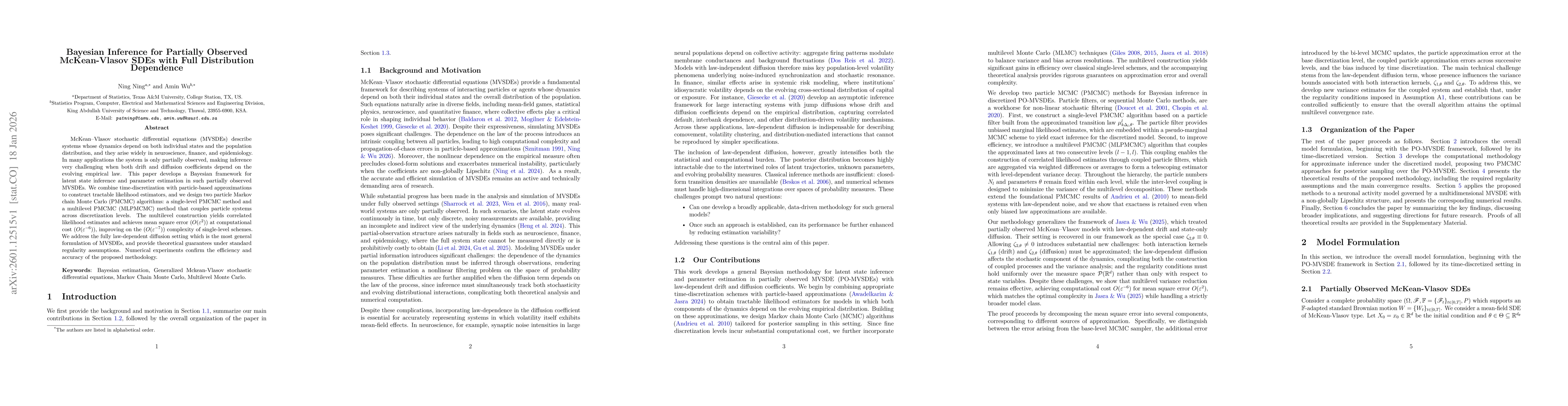 Thumbnail for Bayesian Inference for Partially Observed McKean-Vlasov SDEs with Full Distribution Dependence