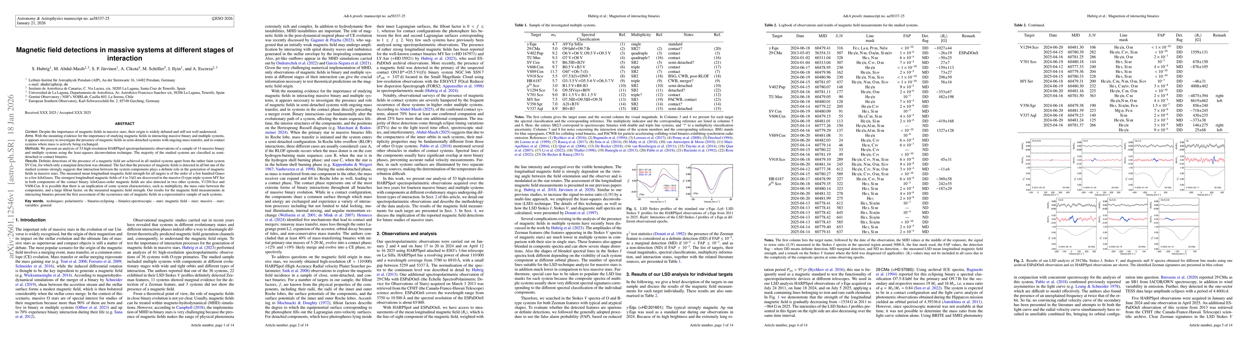 Thumbnail for Magnetic field detections in massive systems at different stages of interaction