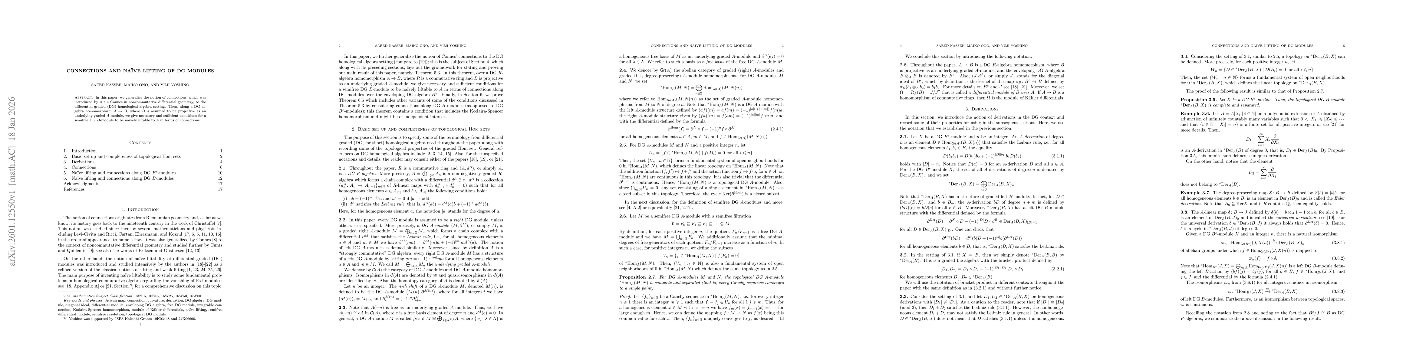 Thumbnail for Connections and naïve lifting of DG modules