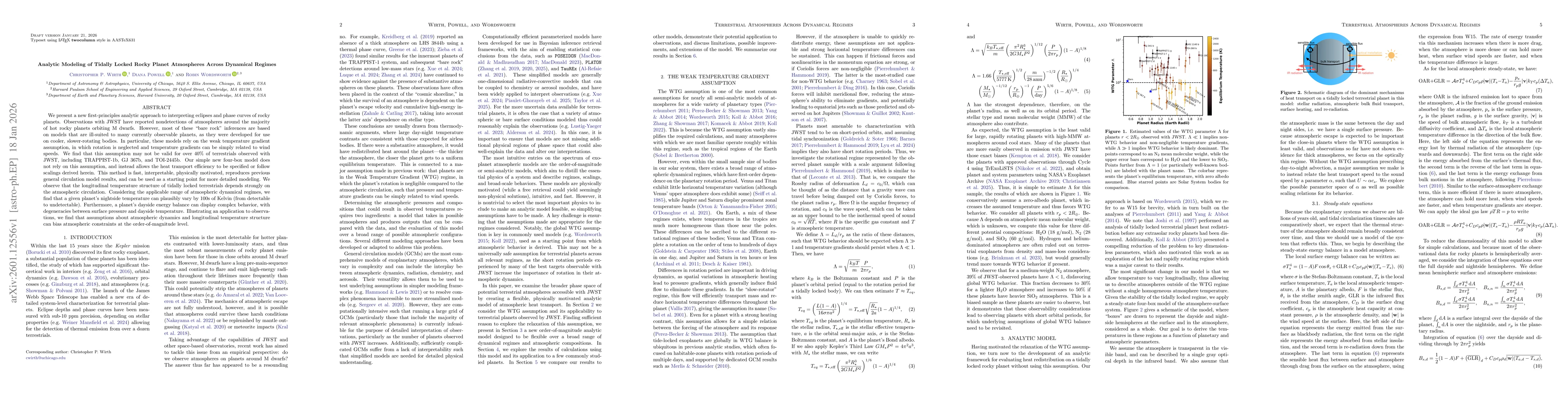 Thumbnail for Analytic Modeling of Tidally Locked Rocky Planet Atmospheres Across Dynamical Regimes