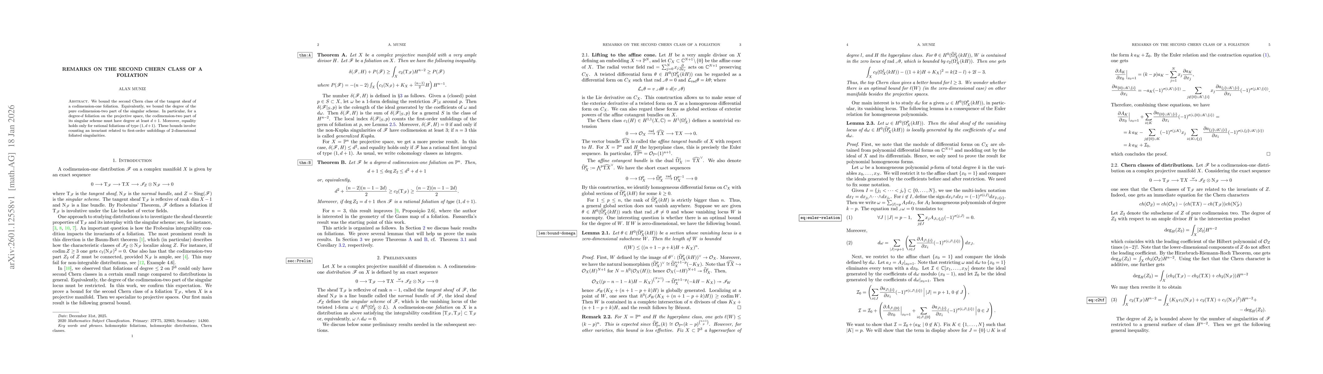 Thumbnail for Remarks on the second Chern class of a foliation