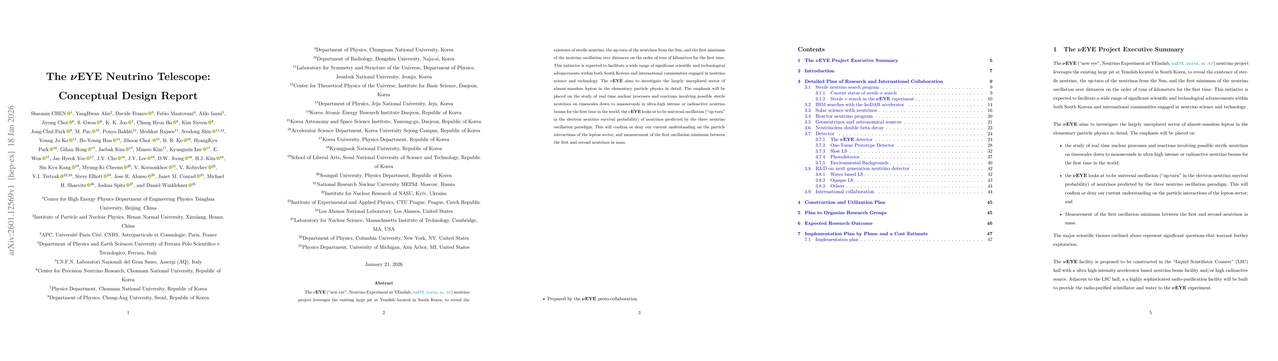Thumbnail for The $ν$ EYE Neutrino Telescope: Conceptual Design Report