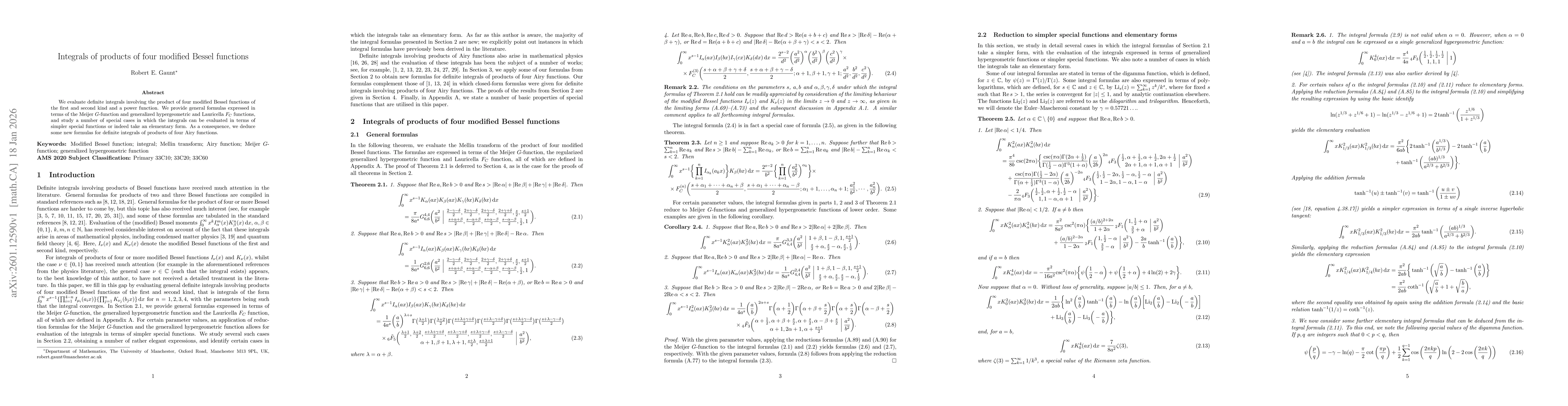 Thumbnail for Integrals of products of four modified Bessel functions