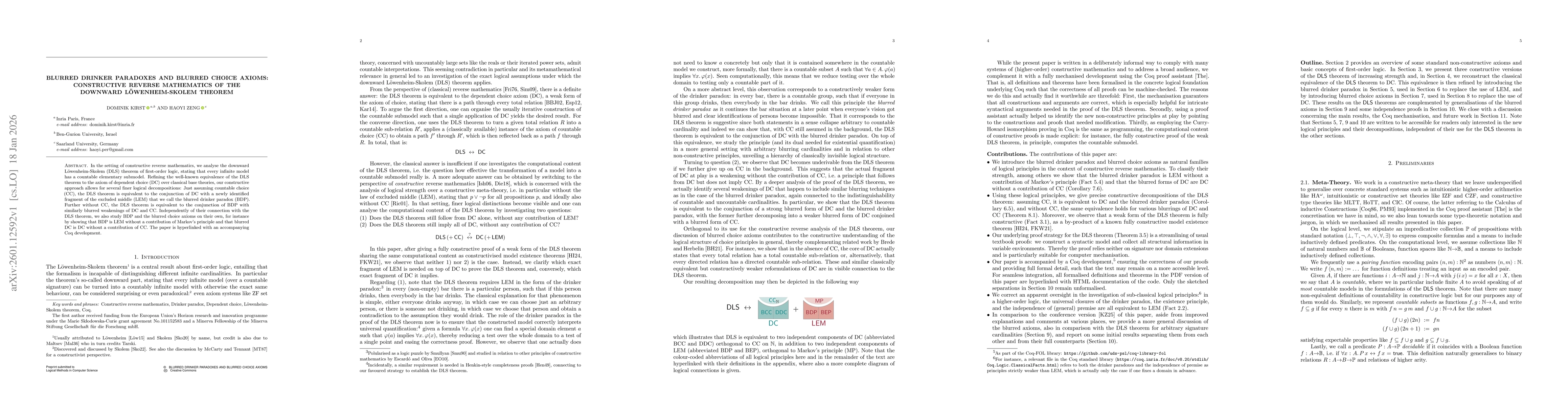 Thumbnail for Blurred Drinker Paradoxes and Blurred Choice Axioms: Constructive Reverse Mathematics of the Downward Löwenheim-Skolem Theorem