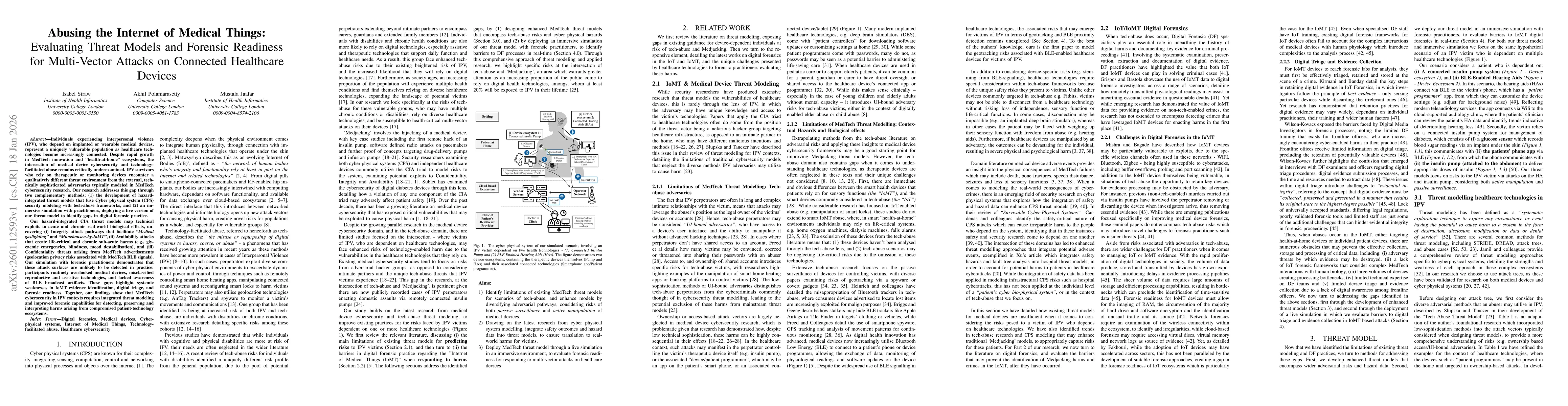 Thumbnail for Abusing the Internet of Medical Things: Evaluating Threat Models and Forensic Readiness for Multi-Vector Attacks on Connected Healthcare Devices