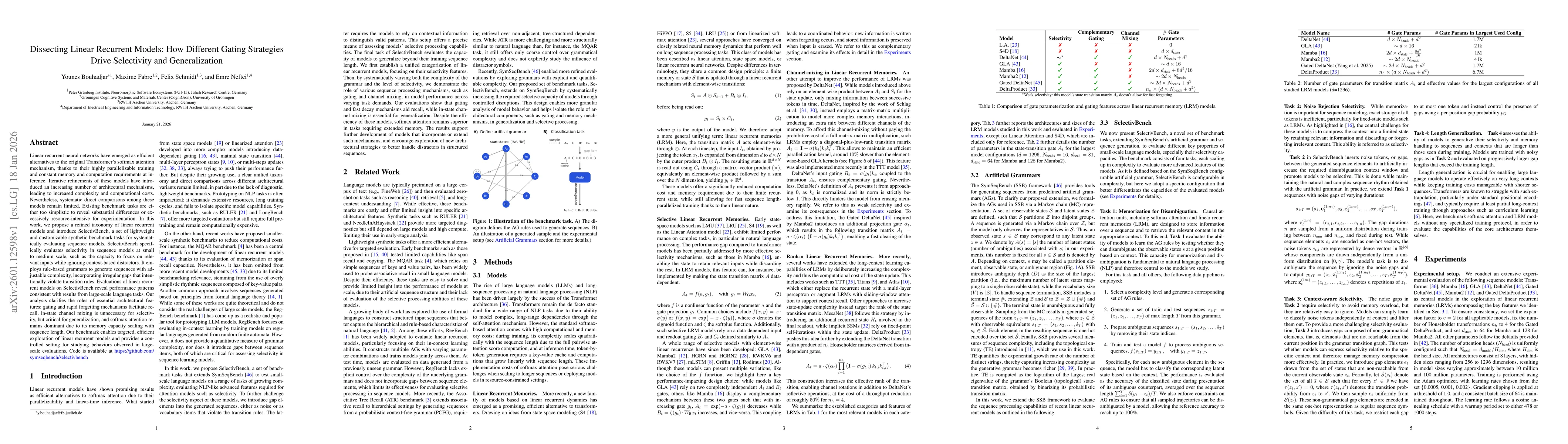 Thumbnail for Dissecting Linear Recurrent Models: How Different Gating Strategies Drive Selectivity and Generalization