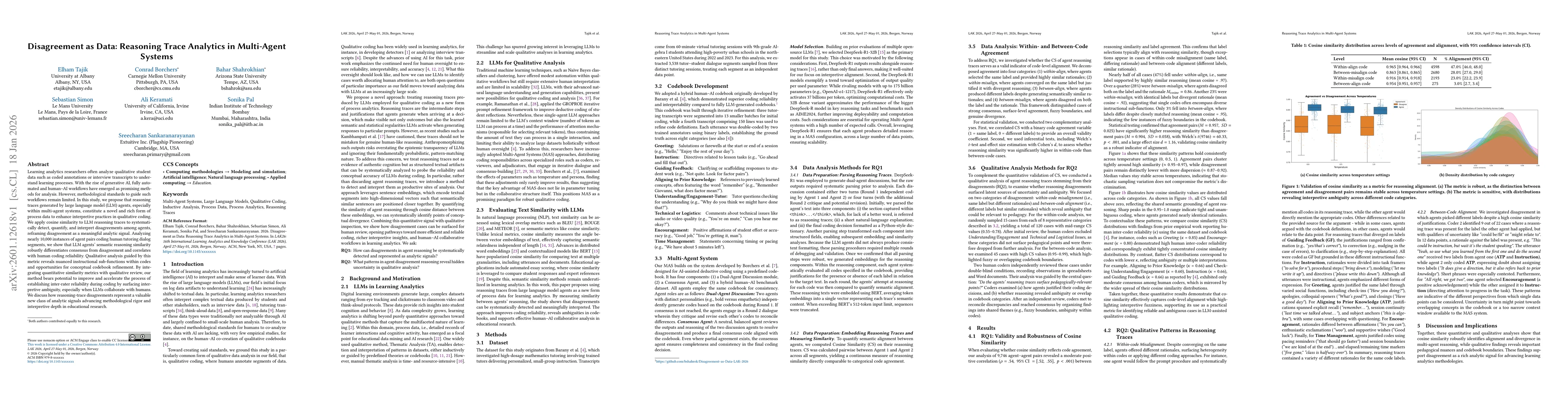 Thumbnail for Disagreement as Data: Reasoning Trace Analytics in Multi-Agent Systems