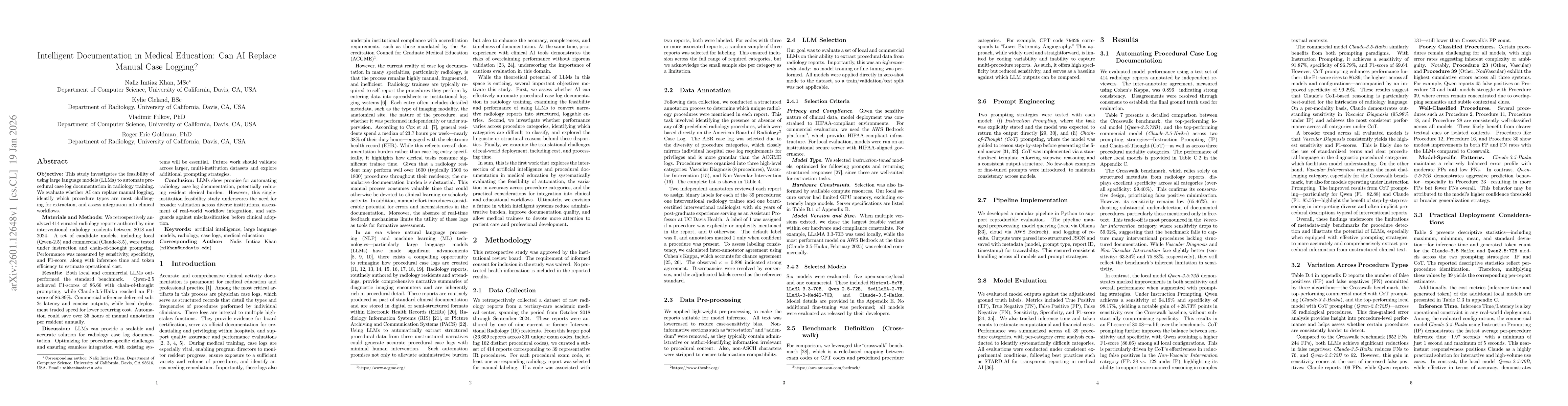 Thumbnail for Intelligent Documentation in Medical Education: Can AI Replace Manual Case Logging?