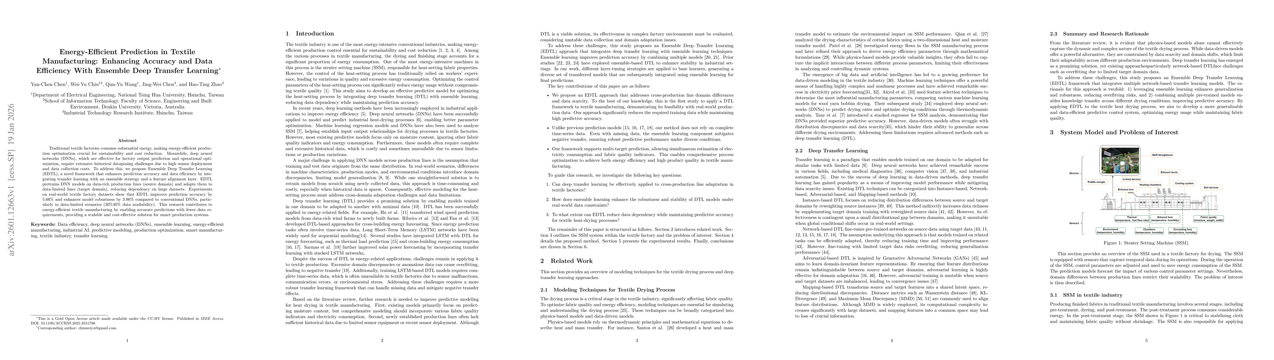 Thumbnail for Energy-Efficient Prediction in Textile Manufacturing: Enhancing Accuracy and Data Efficiency With Ensemble Deep Transfer Learning