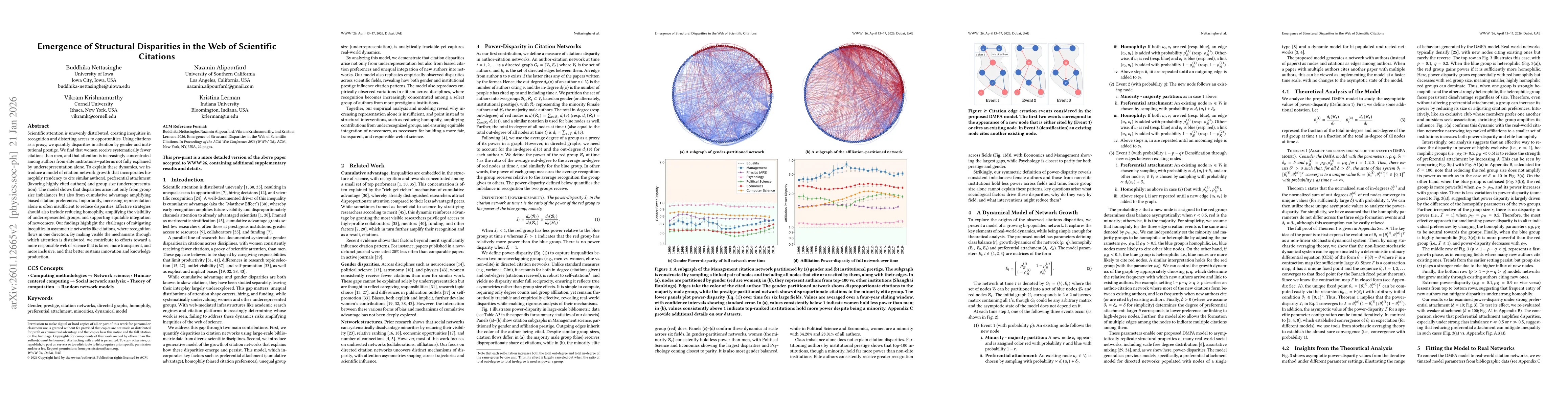Thumbnail for Emergence of Structural Disparities in theWeb of Scientific Citations