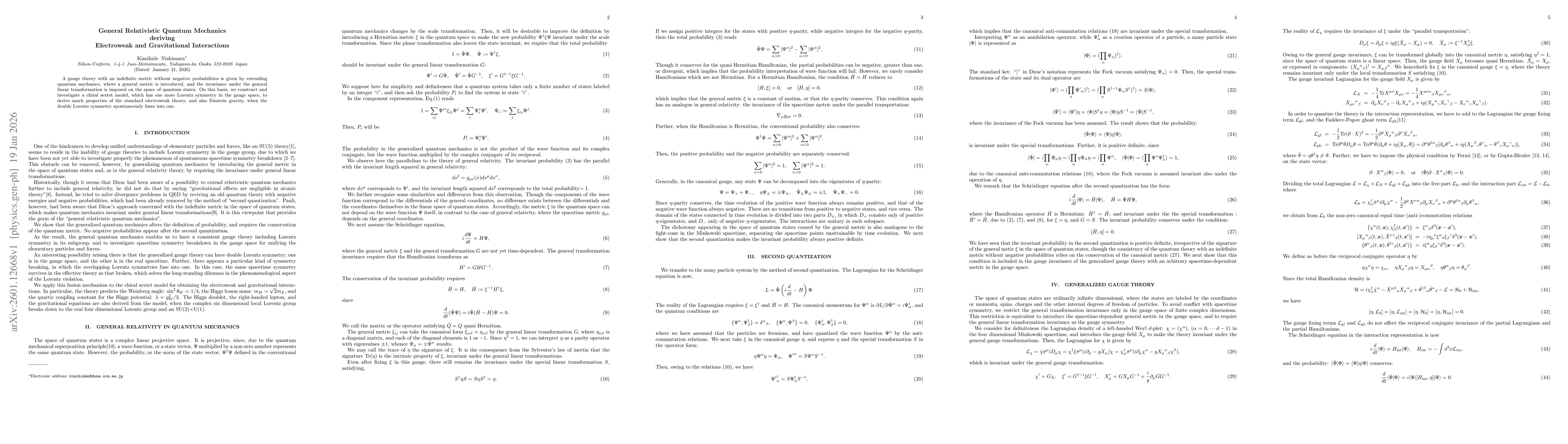 Thumbnail for General Relativistic Quantum Mechanics deriving Electroweak and Gravitational Interactions