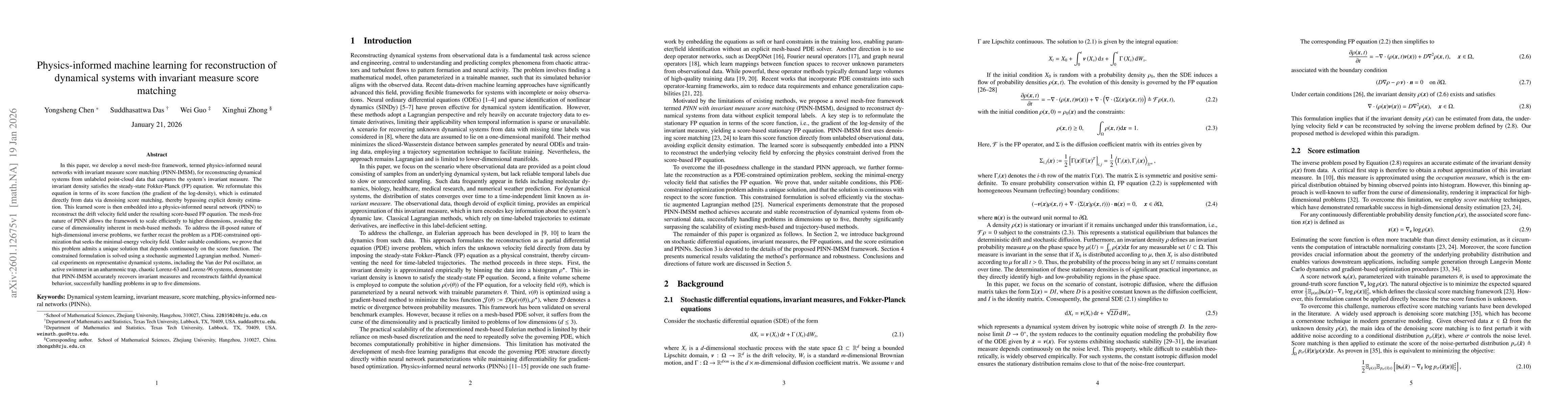 Thumbnail for Physics-informed machine learning for reconstruction of dynamical systems with invariant measure score matching