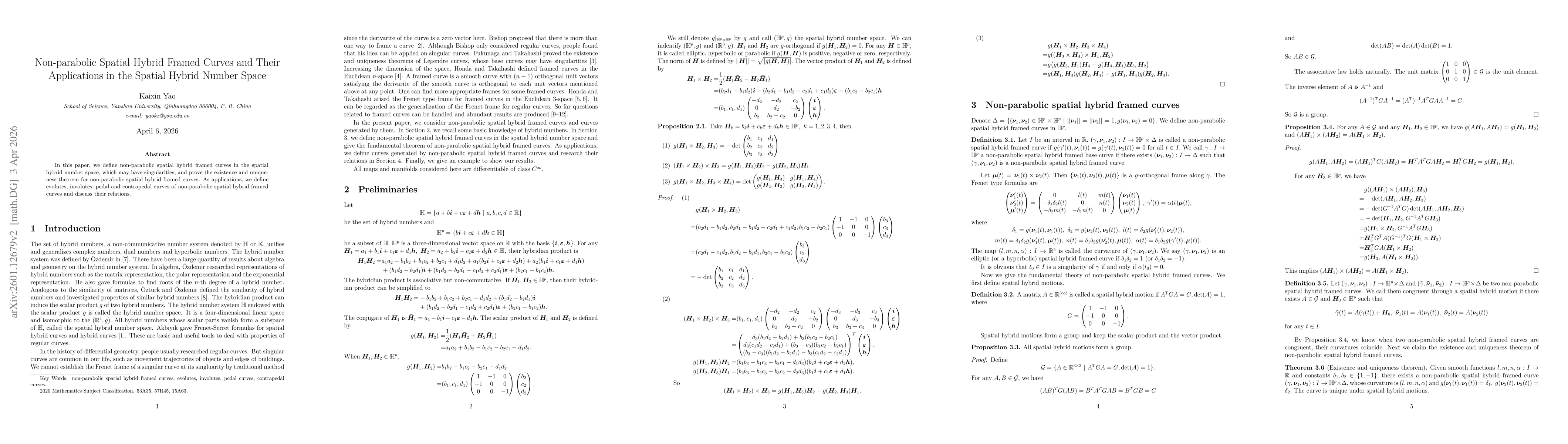 Thumbnail for Non-parabolic Spatial Hybrid Framed Curves and Their Applications in the Spatial Hybrid Number Space