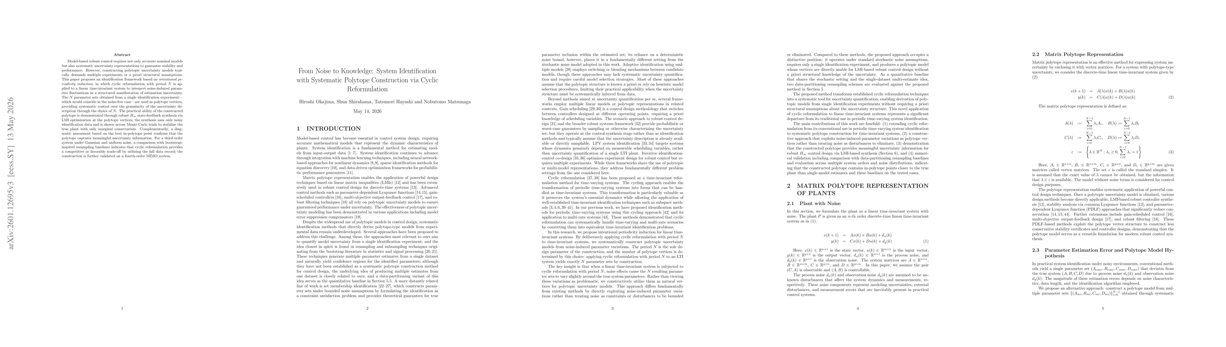 Thumbnail for From Noise to Knowledge: System Identification with Systematic Polytope Construction via Cyclic Reformulation
