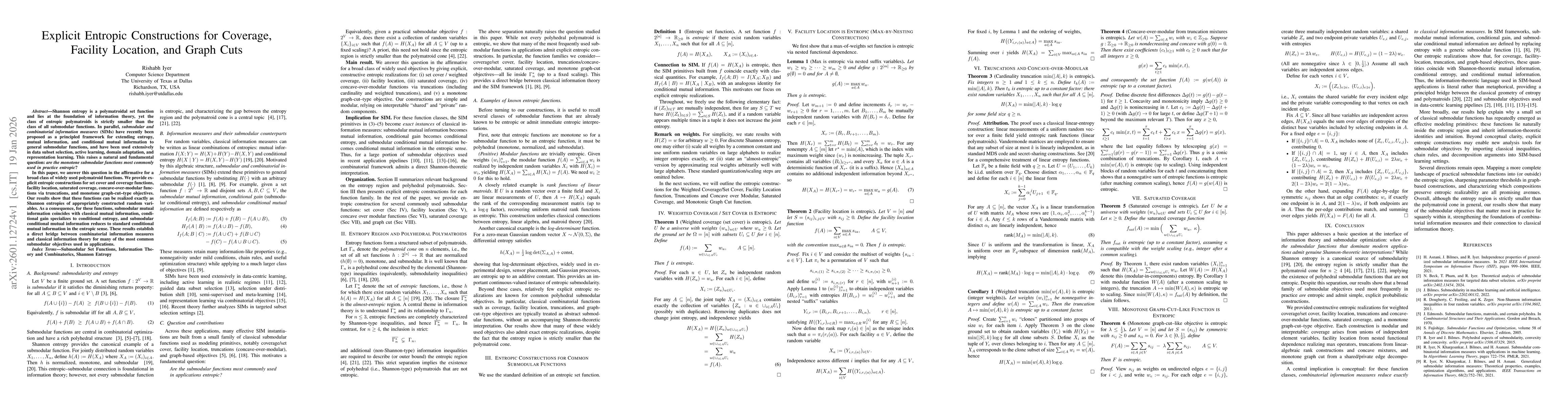 Thumbnail for Explicit Entropic Constructions for Coverage, Facility Location, and Graph Cuts