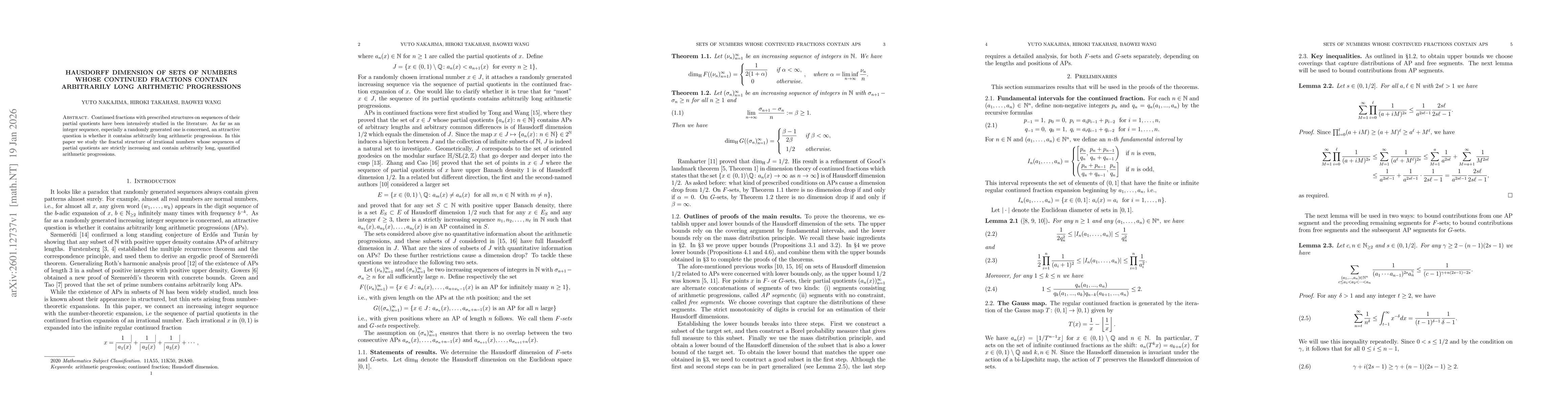 Thumbnail for Hausdorff dimension of sets of numbers whose continued fractions contain arbitrarily long arithmetic progressions