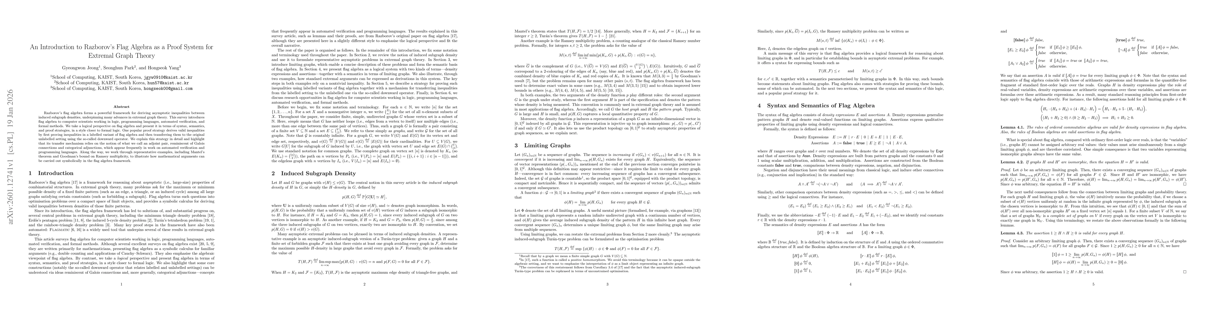 Thumbnail for An Introduction to Razborov's Flag Algebra as a Proof System for Extremal Graph Theory