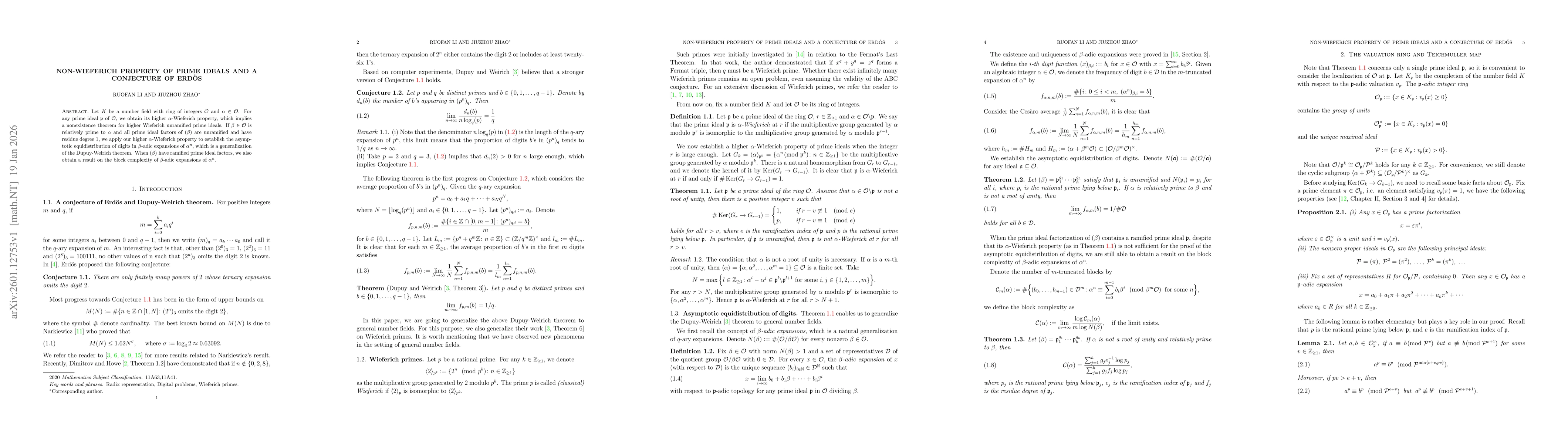 Thumbnail for Non-Wieferich property of prime ideals and a conjecture of Erdös
