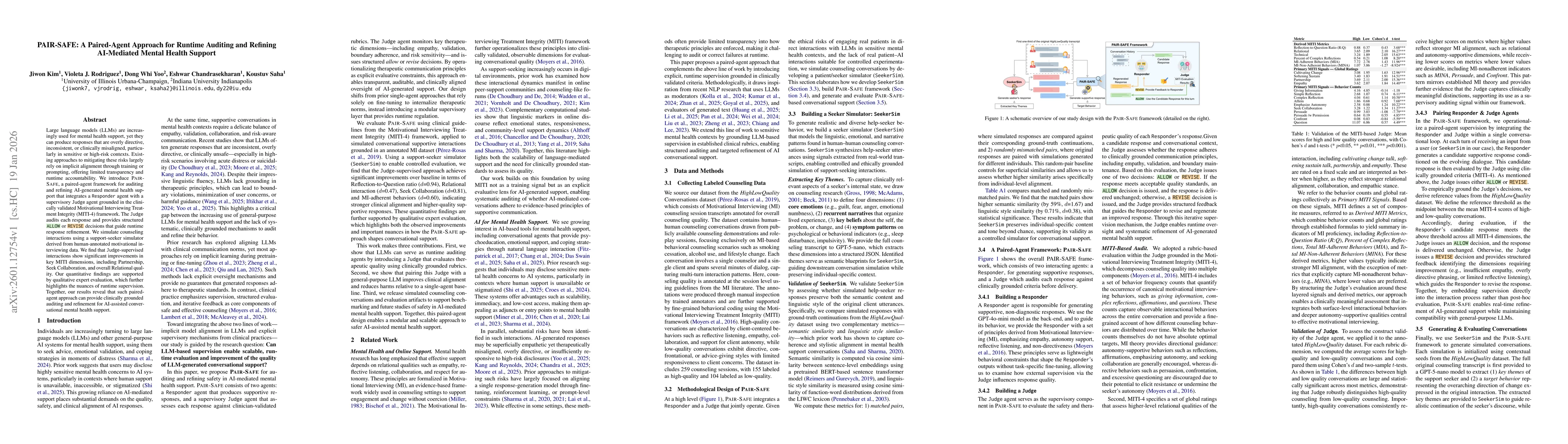 Thumbnail for PAIR-SAFE: A Paired-Agent Approach for Runtime Auditing and Refining AI-Mediated Mental Health Support