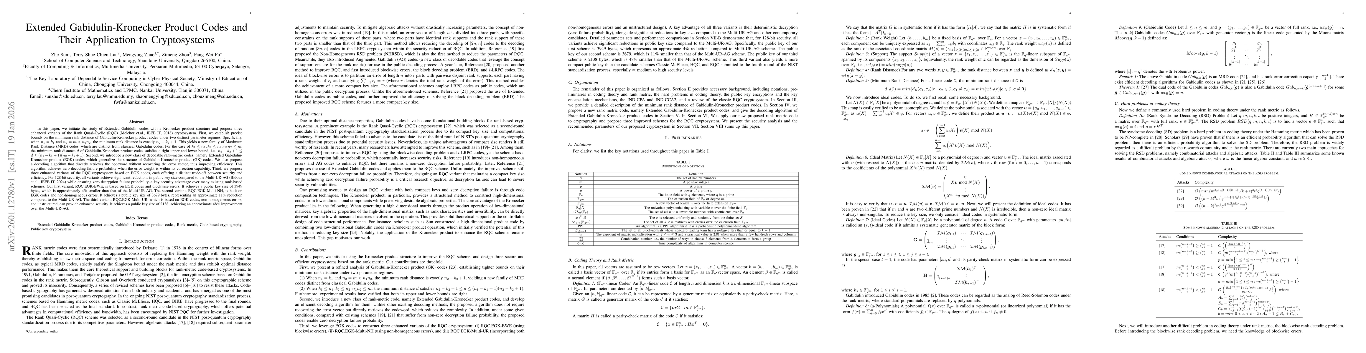Thumbnail for Extended Gabidulin-Kronecker Product Codes and Their Application to Cryptosystems