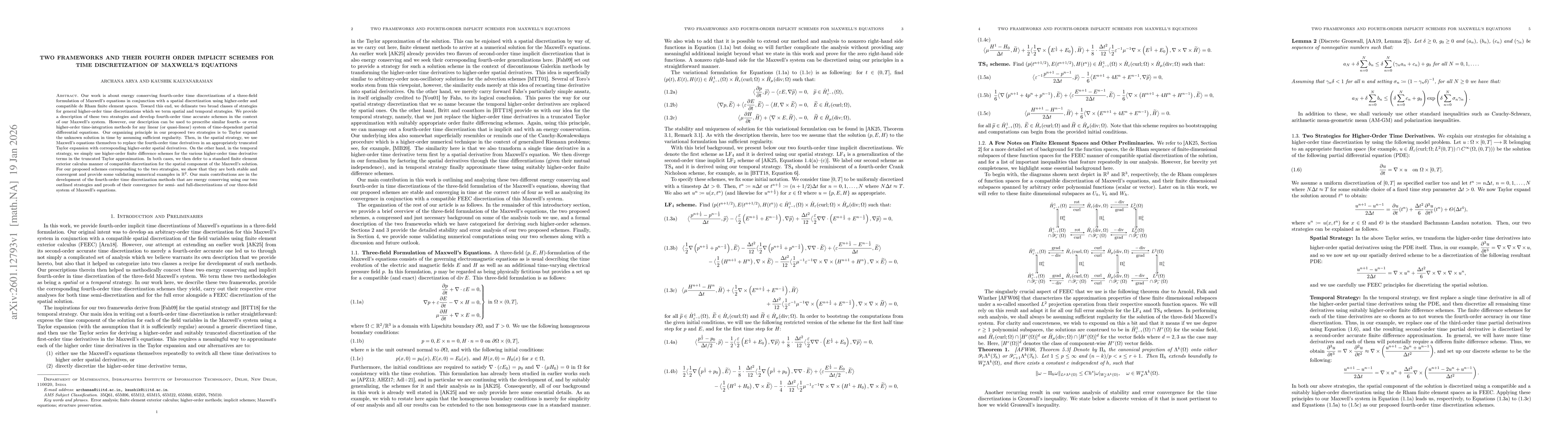 Thumbnail for Two Frameworks and their Fourth Order Implicit Schemes for Time Discretization of Maxwell's Equations