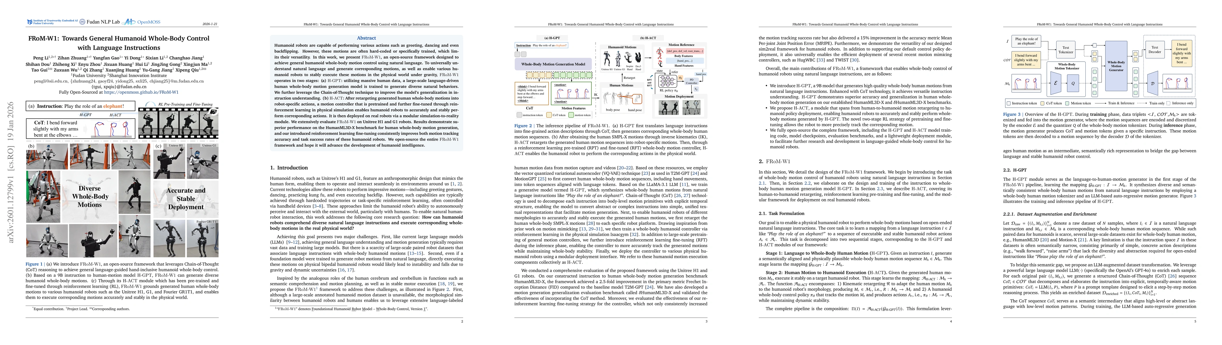Thumbnail for FRoM-W1: Towards General Humanoid Whole-Body Control with Language Instructions