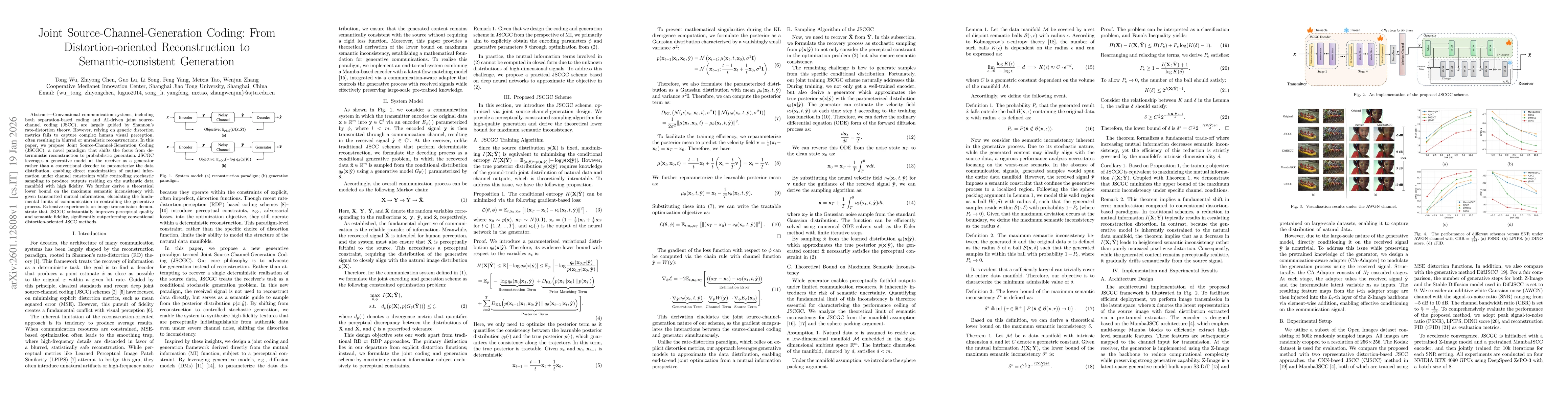 Thumbnail for Joint Source-Channel-Generation Coding: From Distortion-oriented Reconstruction to Semantic-consistent Generation