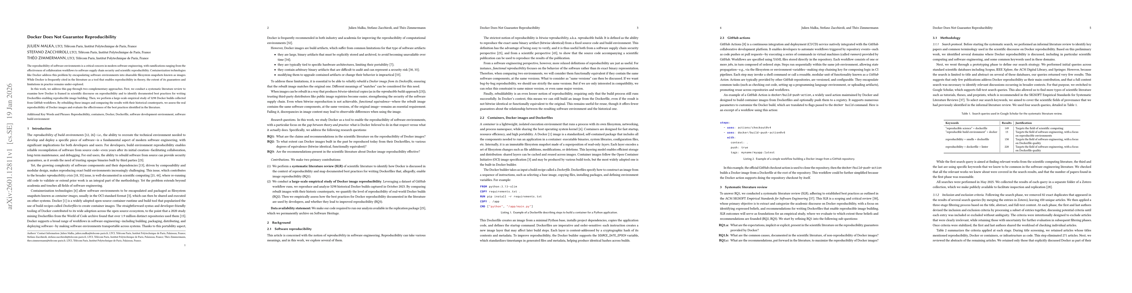 Thumbnail for Docker Does Not Guarantee Reproducibility