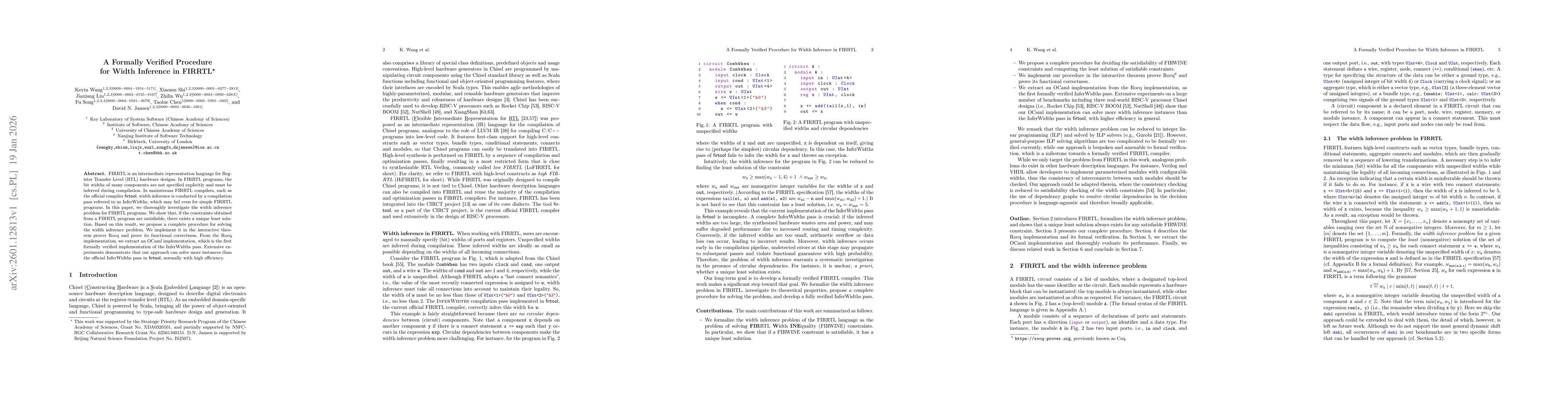 Thumbnail for A Formally Verified Procedure for Width Inference in FIRRTL