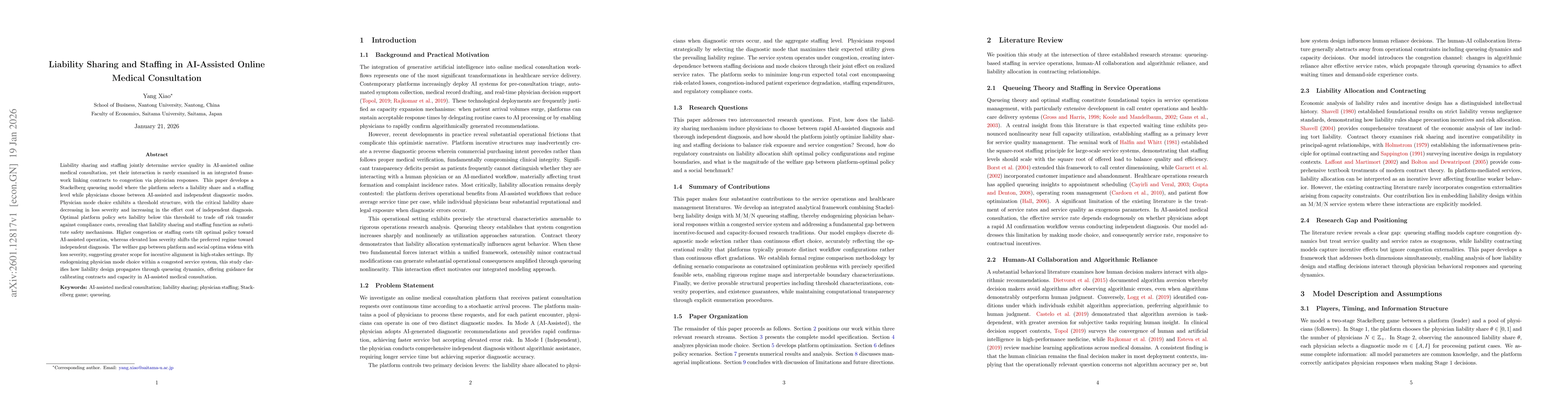 Thumbnail for Liability Sharing and Staffing in AI-Assisted Online Medical Consultation
