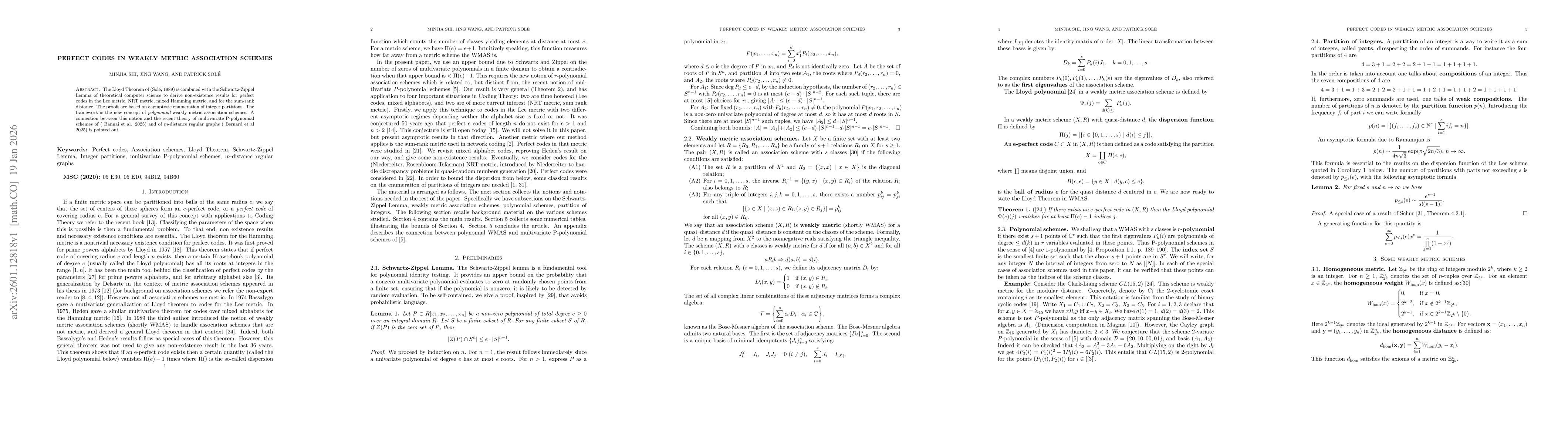 Thumbnail for Perfect codes in weakly metric association schemes