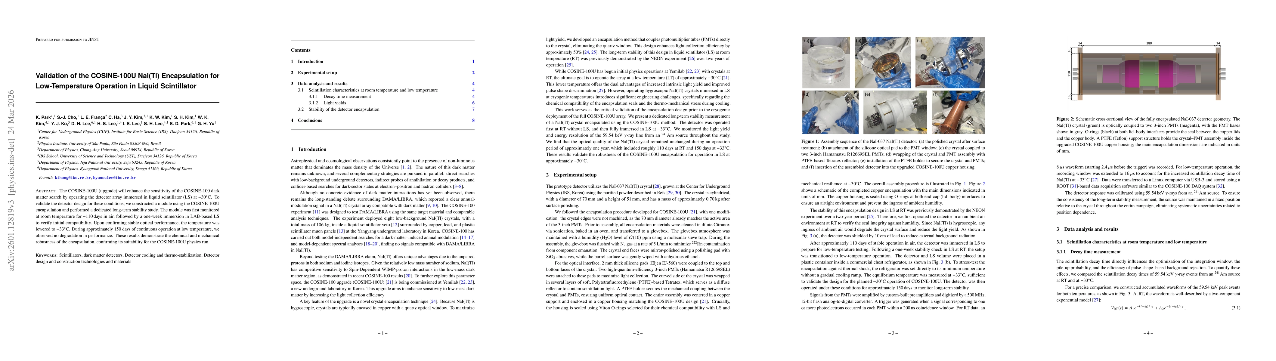 Thumbnail for Validation of the COSINE-100U NaI(Tl) Encapsulation for Low-Temperature Operation in Liquid Scintillator