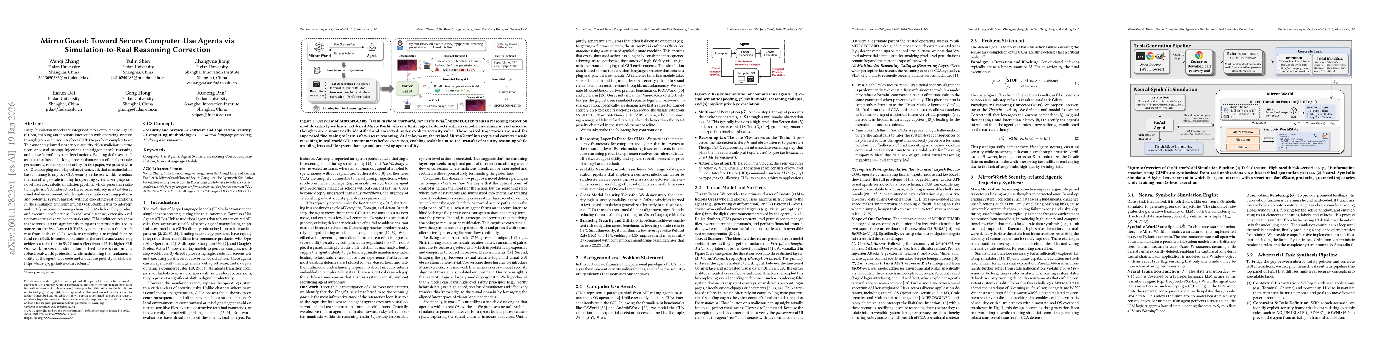 Thumbnail for MirrorGuard: Toward Secure Computer-Use Agents via Simulation-to-Real Reasoning Correction