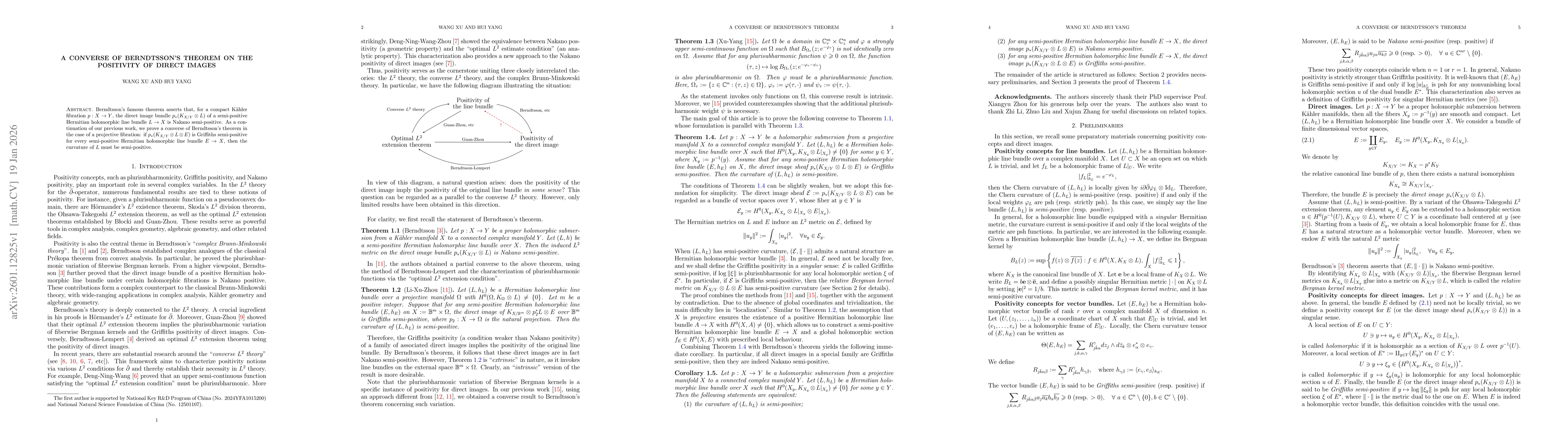 Thumbnail for A converse of Berndtsson's theorem on the positivity of direct images