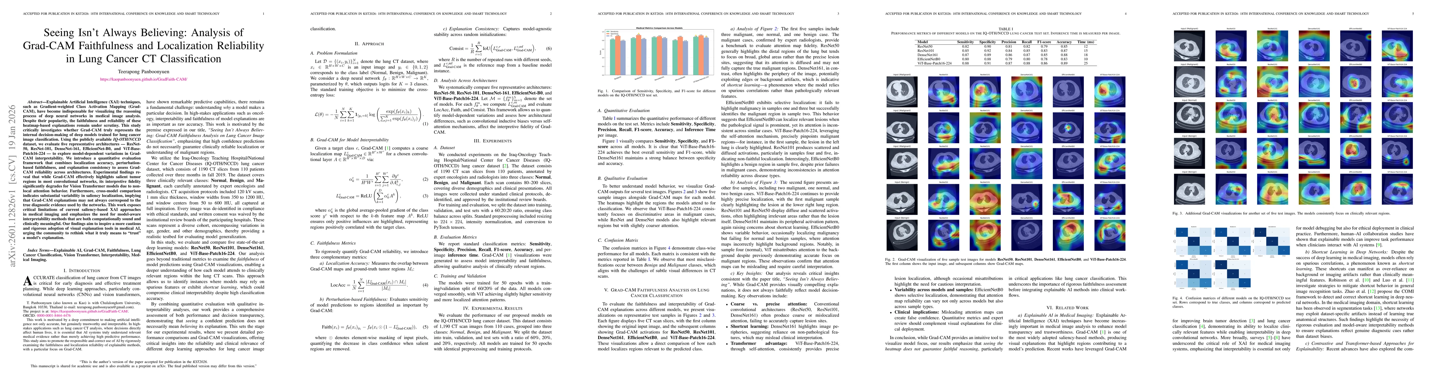 Thumbnail for Seeing Isn't Always Believing: Analysis of Grad-CAM Faithfulness and Localization Reliability in Lung Cancer CT Classification