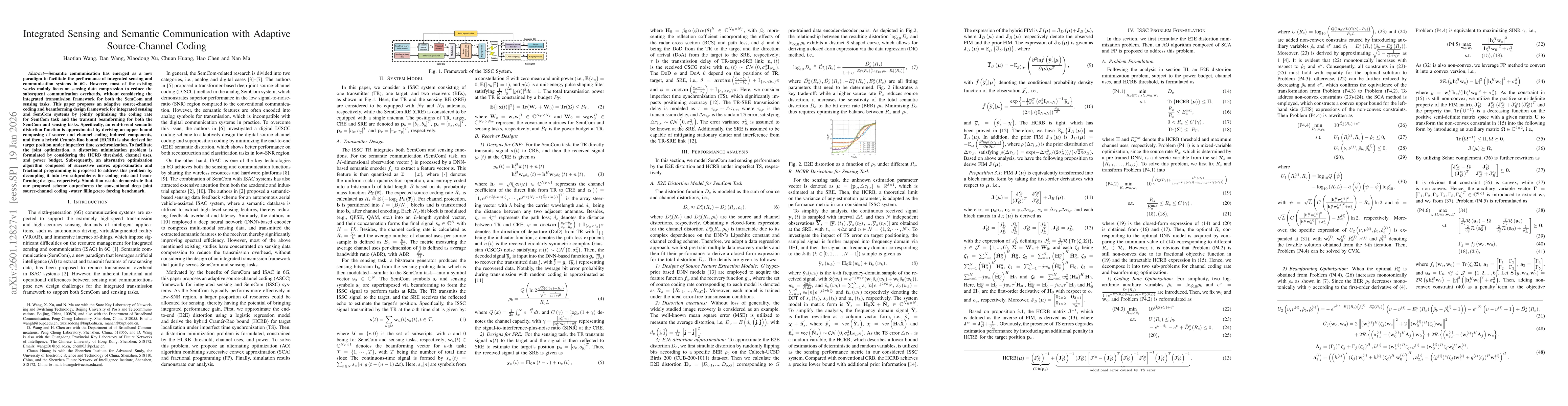 Thumbnail for Integrated Sensing and Semantic Communication with Adaptive Source-Channel Coding