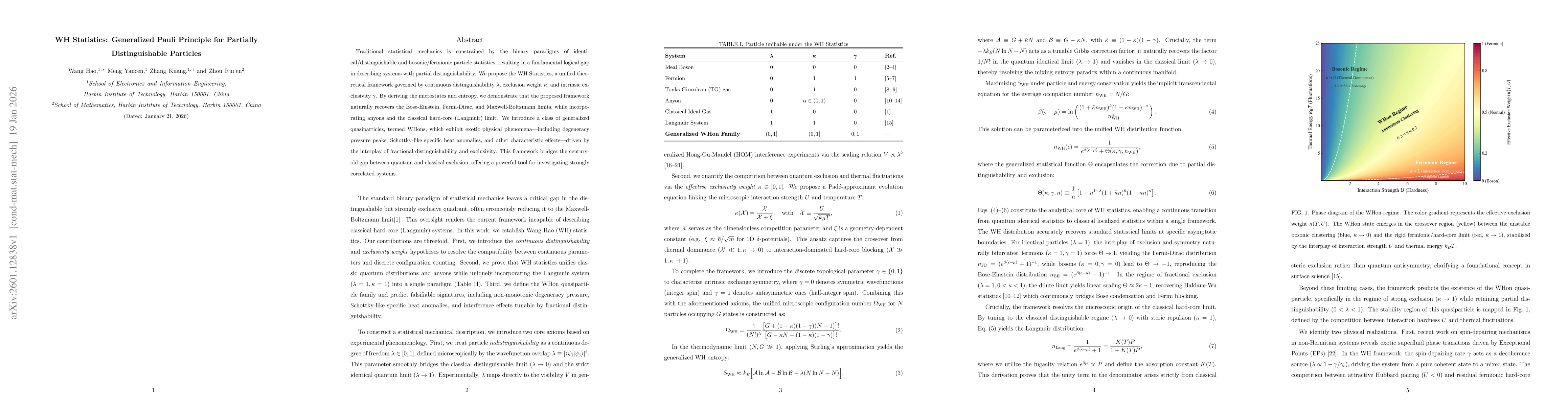 Thumbnail for WH Statistics: Generalized Pauli Principle for Partially Distinguishable Particles