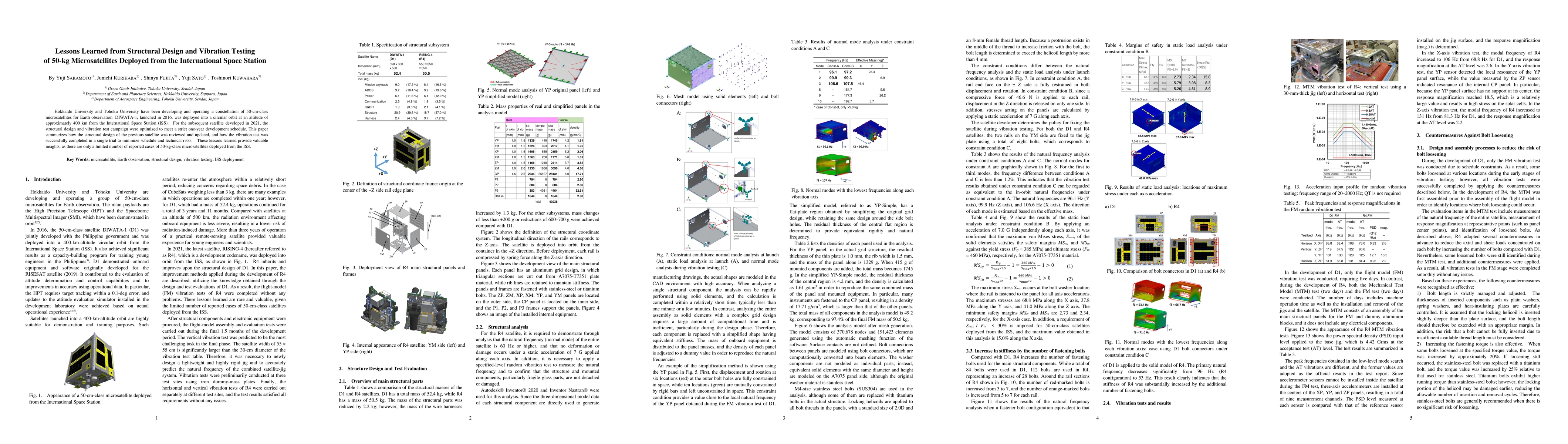 Thumbnail for Lessons Learned from Structural Design and Vibration Testing of 50-kg Microsatellites Deployed from the International Space Station