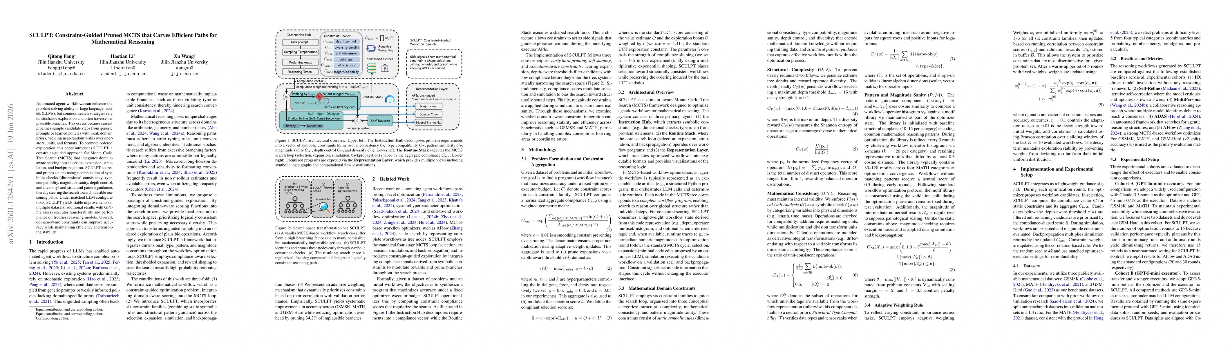 Thumbnail for SCULPT: Constraint-Guided Pruned MCTS that Carves Efficient Paths for Mathematical Reasoning