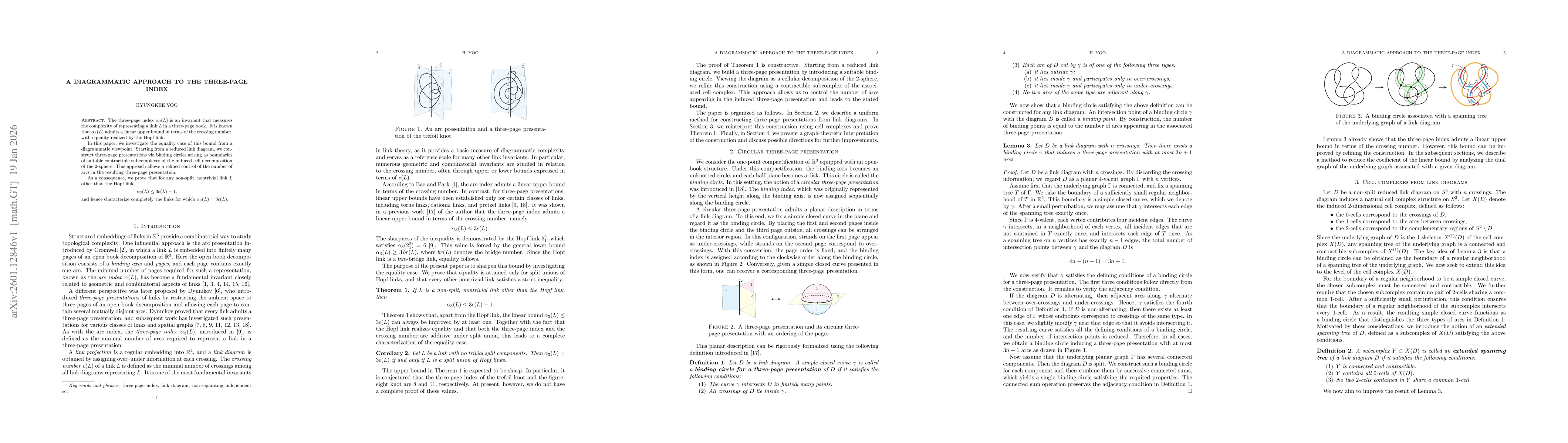 Thumbnail for A diagrammatic approach to the three-page index